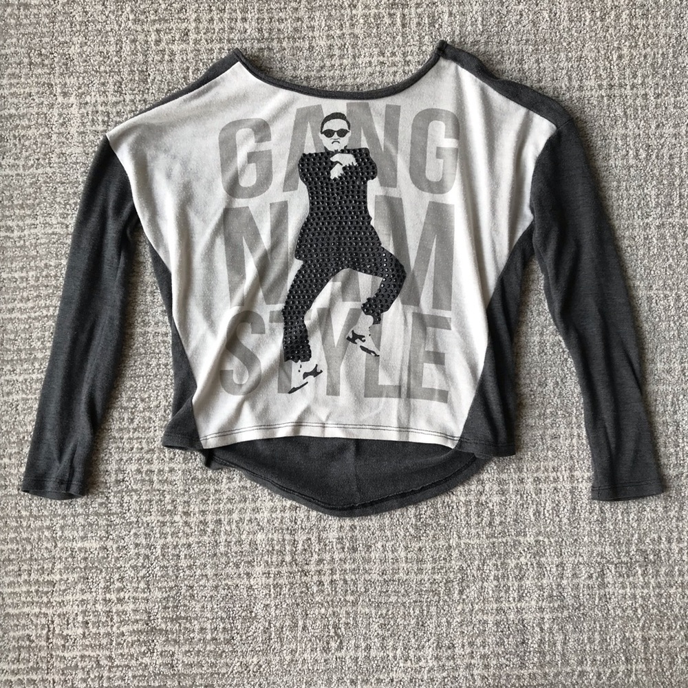 Gangnam Style Grey Oversized Jersey Pull Over OS